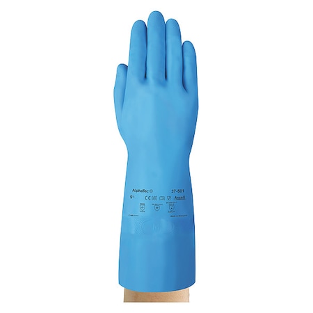 AlphaTec Chemical Resistant Gloves, Nitrile, 13 in L, 16.54 mil, Blue, 7, 1 PR MPN:37-501