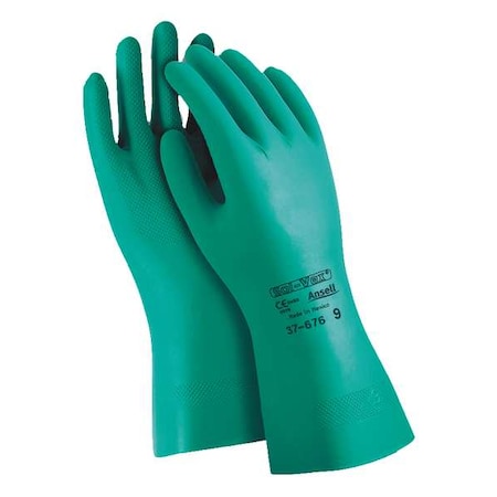 Chemical Resistant Gloves, Nitrile, 13 in L, 15 mil, Green, 10, 1 PR MPN:37-676-VEND