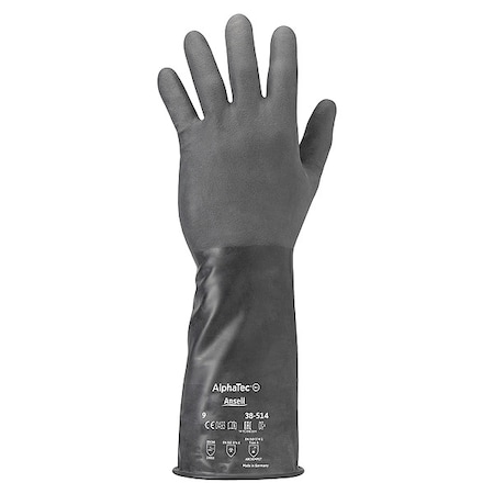 AlphaTec Chemical Resistant Gloves, Butyl, 14 in L, 14 mil, Black, 10, 1 PR MPN:38-514