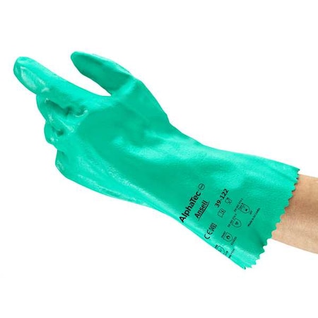 AlphaTec® 39-122 Chemical Resistant Gloves, Nitrile, 12 in L, 47 mil, Green, 8, 1 PR MPN:39-122