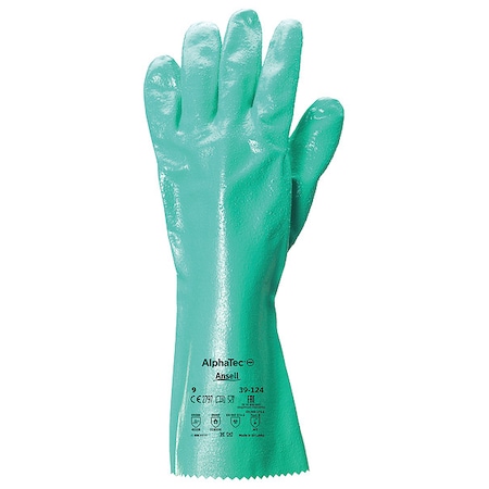Chemical Resistant Gloves, Nitrile, 14 in L, 47 mil, Green, 10, 1 PR MPN:39-124