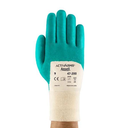 Coated Gloves, Nitrile, Textured, 3/4 Dip, 3 Abrasion Level, Green, S (7) 1 PR MPN:47-200