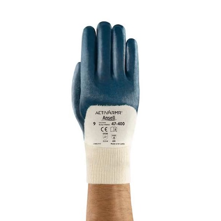Coated Gloves, Nitrile, Textured, 3/4 Dip, 4 Abrasion Level, Blue, L (9) 1 PR MPN:47-400