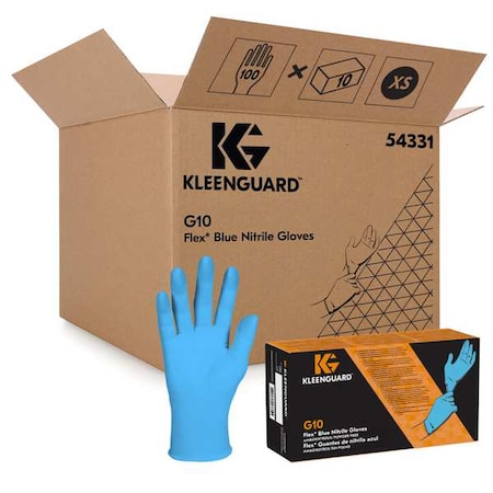 G10, Disposable Gloves, 3 mil Palm, Nitrile, Powder-Free, XS ( 6 ), 100 PK, Blue MPN:54331