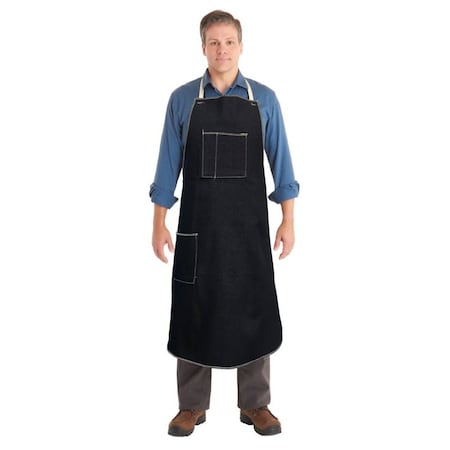 Bib Apron, Cotton, Polyester, Blue, 36 in, S MPN:57-004