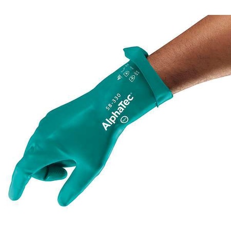 AlphaTec Chemical Resistant Gloves, Nitrile, 12 in L, 14 mil, Green, 11, 1 PR MPN:58-330
