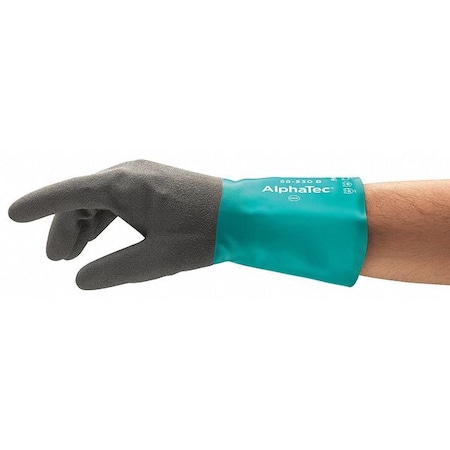 AlphaTec® 58-530B Chemical Resistant Gloves, Nitrile, 11 in L, 13 mil, Black, Green, 11, 1 PR MPN:58-530B