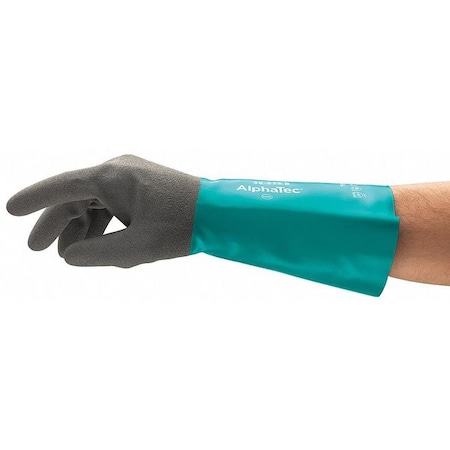 AlphaTec® 58-535B Chemical Resistant Gloves, Nitrile, 13 1/4 in L, 13 mil, Black, Green, 8, 1 PR MPN:58-535B