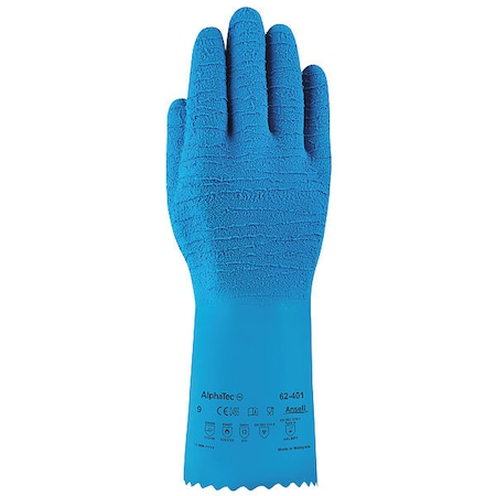 AlphaTec® 62-401 Chemical Resistant Gloves, Natural Rubber Latex, 13 in L, 86.6 mil, Blue, 11 MPN:62-401