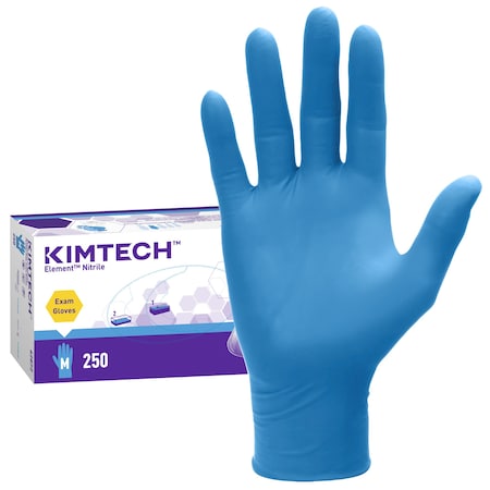 Element, Disposable Gloves, 3.2 mil Palm, Nitrile, Powder-Free, M, 250 PK, Blue MPN:62872