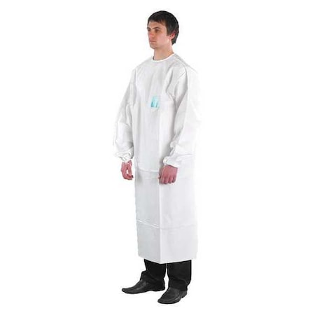Disposable Lab Coat, Non-Woven Polyethylene Laminate, Zipper Closure, White, S, 30 PK MPN:68-2000