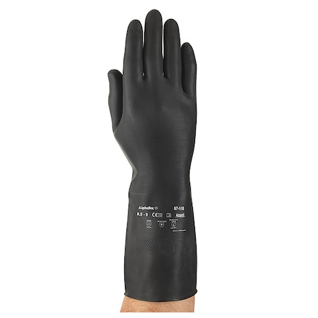 AlphaTec® 87-118 Chemical Resistant Gloves, Natural Rubber Latex, 12 in L, 31.5 mil, Black, 7 MPN:87-118