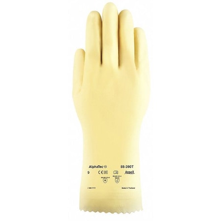 AlphaTec Chemical Resistant Gloves, Natural Rubber Latex, Neoprene, 12 in L, 13 mil, Beige, 10 MPN:88-390