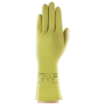 Chemical Resistant Gloves, Natural Rubber Latex, 12 in L, 17 mil, Beige, 10, 1 PR MPN:88393