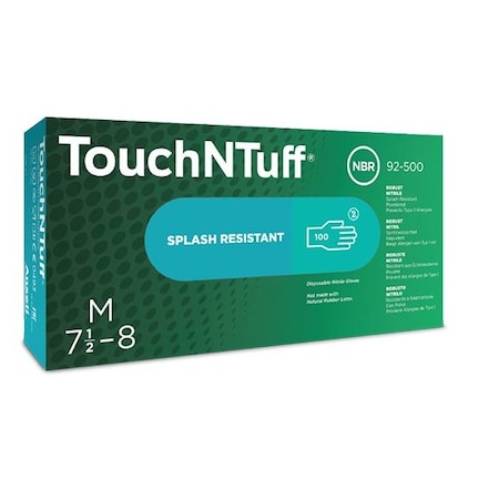TouchNTuff 92-500, Disposable Gloves, 4.3 mil Palm, Nitrile, Powdered, S (7), 100 PK MPN:92-500