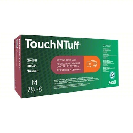 TouchNTuff, Latex/Neoprene/Nitrile, 17 mil, Powder-Free, Orange, XL, 30 PK MPN:93-800