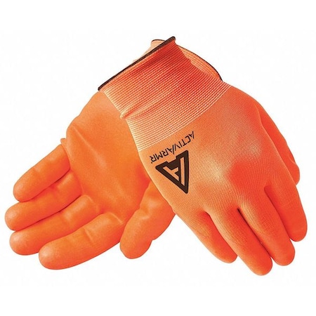 Hi-Vis Coated Gloves, Nitrile, Smooth, Palm, 4 Abrasion Level, Orange, 7 1 PR MPN:97-012