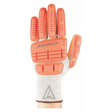 Hi-Vis Cut Resistant Impact Coated Gloves, Cut Level A4, Nitrile, Sandy, 12 1 PR MPN:97-125