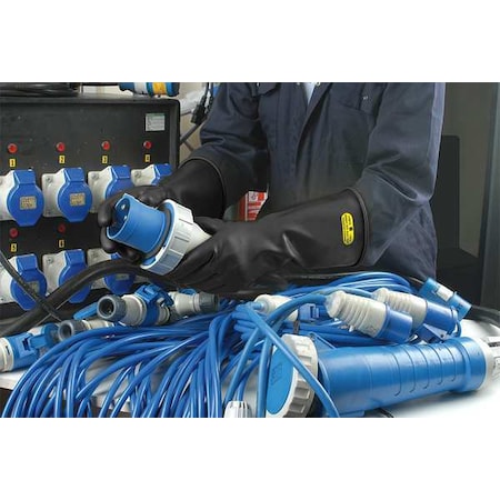 Electrical-Insulating Gloves, 17, 000V AC, 25, 500V DC, Rubber, 16