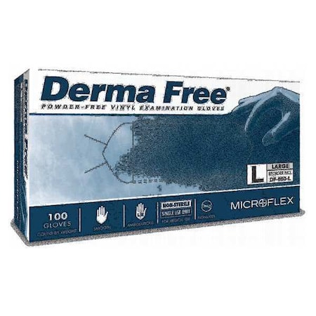 Microflex Derma Free Disposable Gloves, Vinyl, 3.9 mil Palm, Powder-Free, M, 100 PK, Clear MPN:DF-850-M