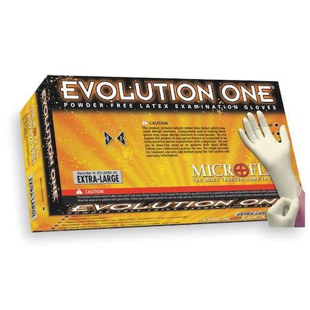 Microflex Evolution One, Latex Disposable Gloves, 5.5 mil, Powder-Free, L, 100 PK, Beige MPN:EV-2050-L