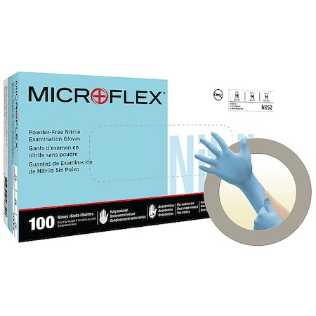 MICROFLEX® N85, Disposable Gloves, 3.5 mil Palm, Nitrile, Powder-Free, L, 100 PK, Blue MPN:N85