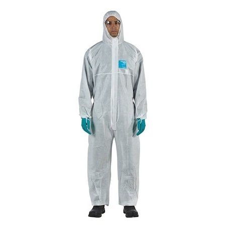 Disposable Coverallss, Hooded Coverall, 4XL, SMS, Elastic Wrist, Elastic Ankle, Serged Seam, White MPN:WH15-S-92-111-08