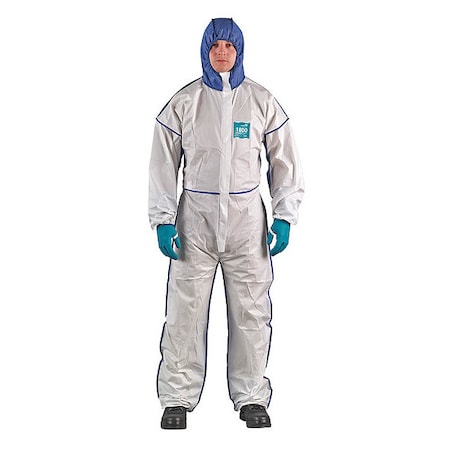Chemical Resistant Coveralls, Hooded Coverall, 3XL, Microchip 1800, Elastic Wrist, Elastic Ankle MPN:WN18-B-92-195-07
