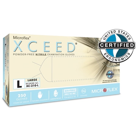XCEED XC-310, Disposable Gloves, 2.8 mil Palm, Nitrile, Powder-Free, S (7), 250 PK, Blue MPN:XC-310