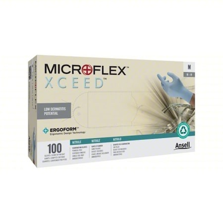 Microflex, Chemical-Resistant, Nitrile, 3 mil, Powder-Free, Beaded Cuff, L, 100 PK MPN:XC-310