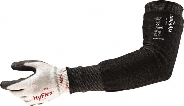 Cut & Puncture-Resistant Sleeve: Size Universal, Glass, HPPE, Polyamide, Polyester & Spandex, Black, ANSI Cut A3 & A4 MPN:11250120-W
