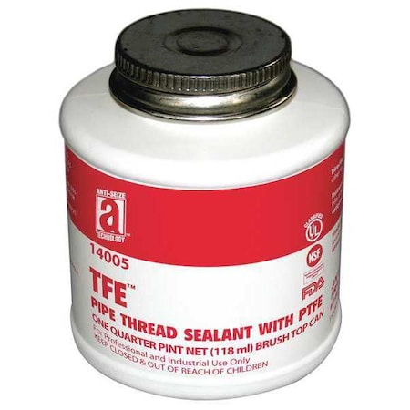 Pipe Thread Sealant 4.8 fl oz, Brush-Top Can, TFE, Off-White, Paste MPN:14005