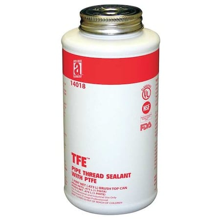 Pipe Thread Sealant 19.2 fl oz, Brush-Top Can, TFE, Off-White, Paste MPN:14018