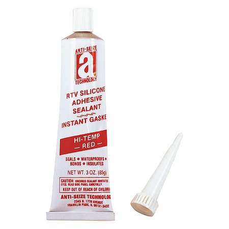 Waterproof RTV Silicone Sealant, 3 oz, Red, Temp Range -85 to 450 Degrees F MPN:27035