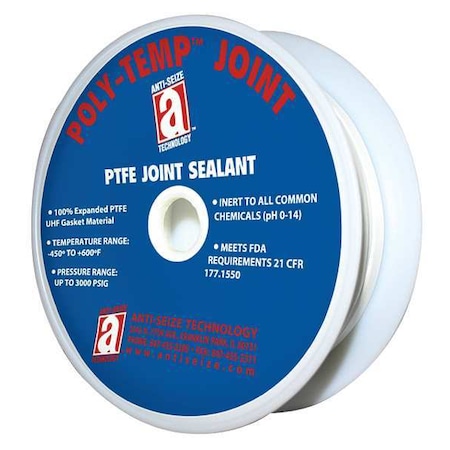 PTFE/UHF Gasket-Making Tape, 1 in x 15 ft, White, Temp Range -450 to 600 Degrees F MPN:28025