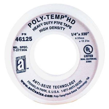 White Heavy Duty PTFE Tape, 1/4