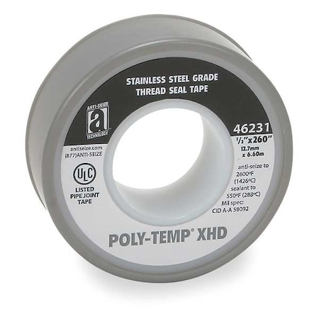 Thread Seal Tape, 1/2 In. W, 260 In. L MPN:46231A