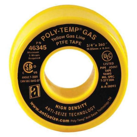 Yellow Gas Line PTFE Tape, 3/4