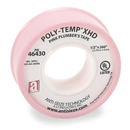 Thread Seal Tape, 1/2 In. W, 260 In. L MPN:46430A