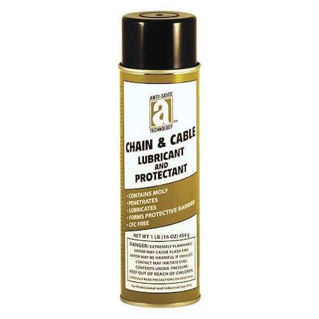 Chain & Wire Rope Lubricant, 20 oz, Aerosol Spray Can, Mineral Oil Base, 900 Degrees F Max Op Temp, Black MPN:17040