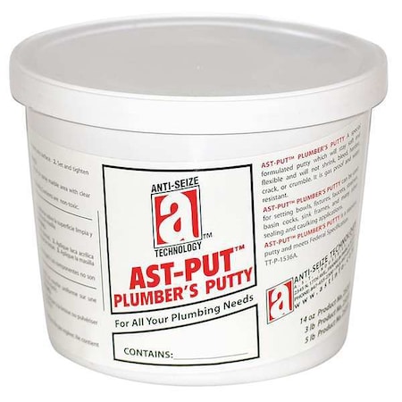 Plumber's Putty 5 lb, Tub, AST-PUT, White, Paste MPN:25205