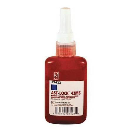 Threadlocker, ANTI-SEIZE TECHNOLOGY 42MS, Blue, Medium, Liquid, 1.69 fl oz, Bottle MPN:39422