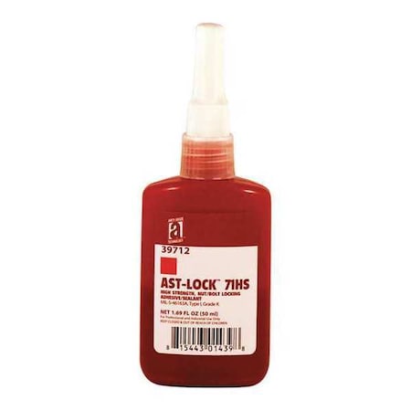 Threadlocker, ANTI-SEIZE TECHNOLOGY 71HS, Red, High, Liquid, 1.69 fl oz, Bottle MPN:39712