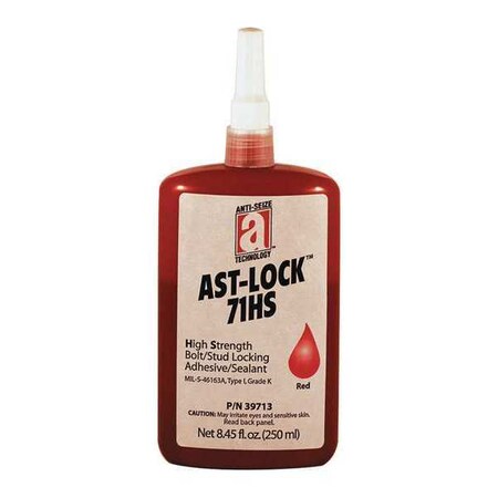 Threadlocker, ANTI-SEIZE TECHNOLOGY 71HS, Red, High, Liquid, 8.45 fl oz, Bottle MPN:39713