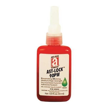 Wicking Grade Threadlocker, ANTI-SEIZE TECHNOLOGY 90PW, Green, Medium/High, Liquid, 1.69 fl oz MPN:39902