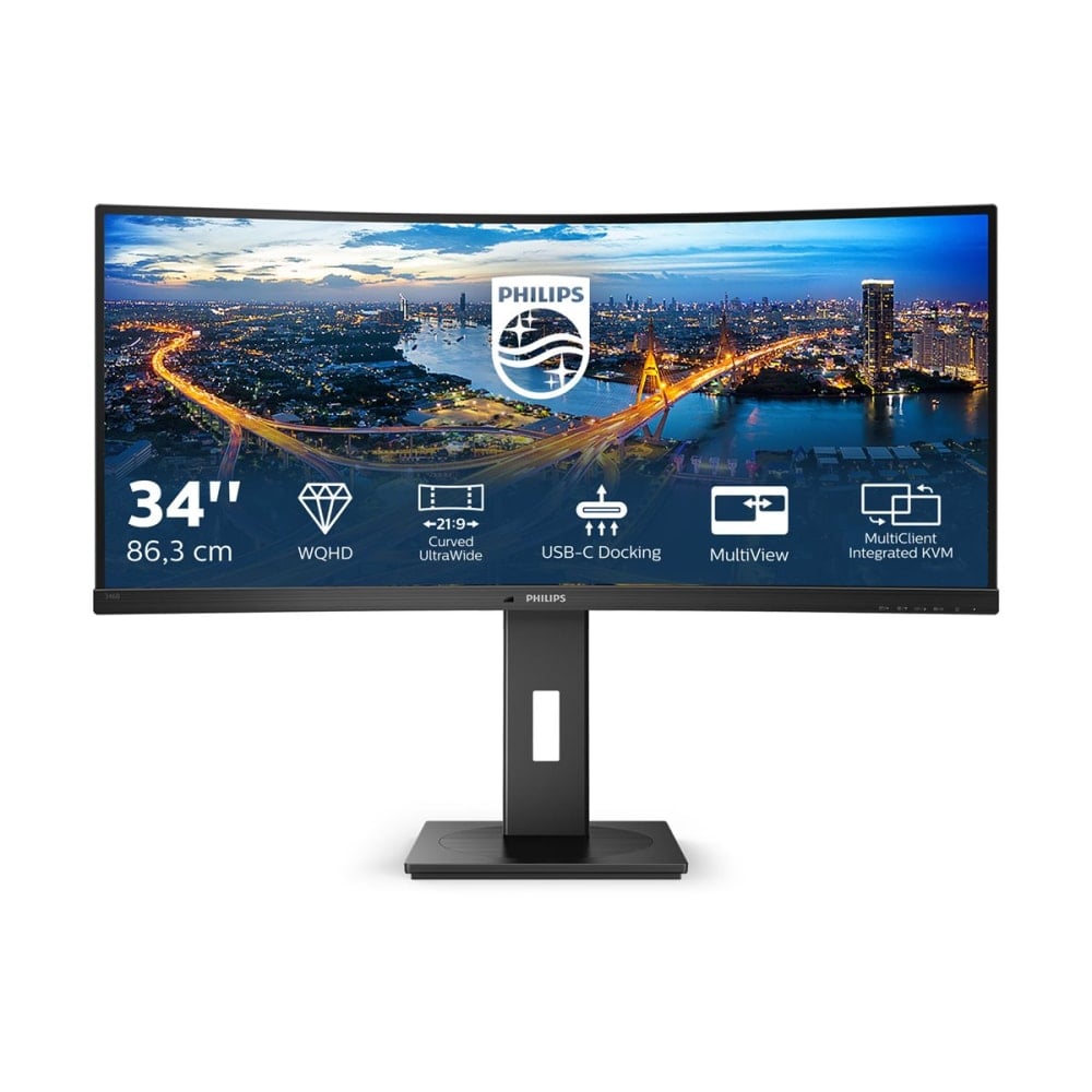 Philips Ultrawide 346B1C 34in WQHD Curved Screen WLED LCD Monitor - 21:9 - Textured Black - 34in Class - 346B1C MPN:346B1C