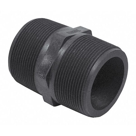 Polypropylene Long Hex Nipple, Polypropylene, 2