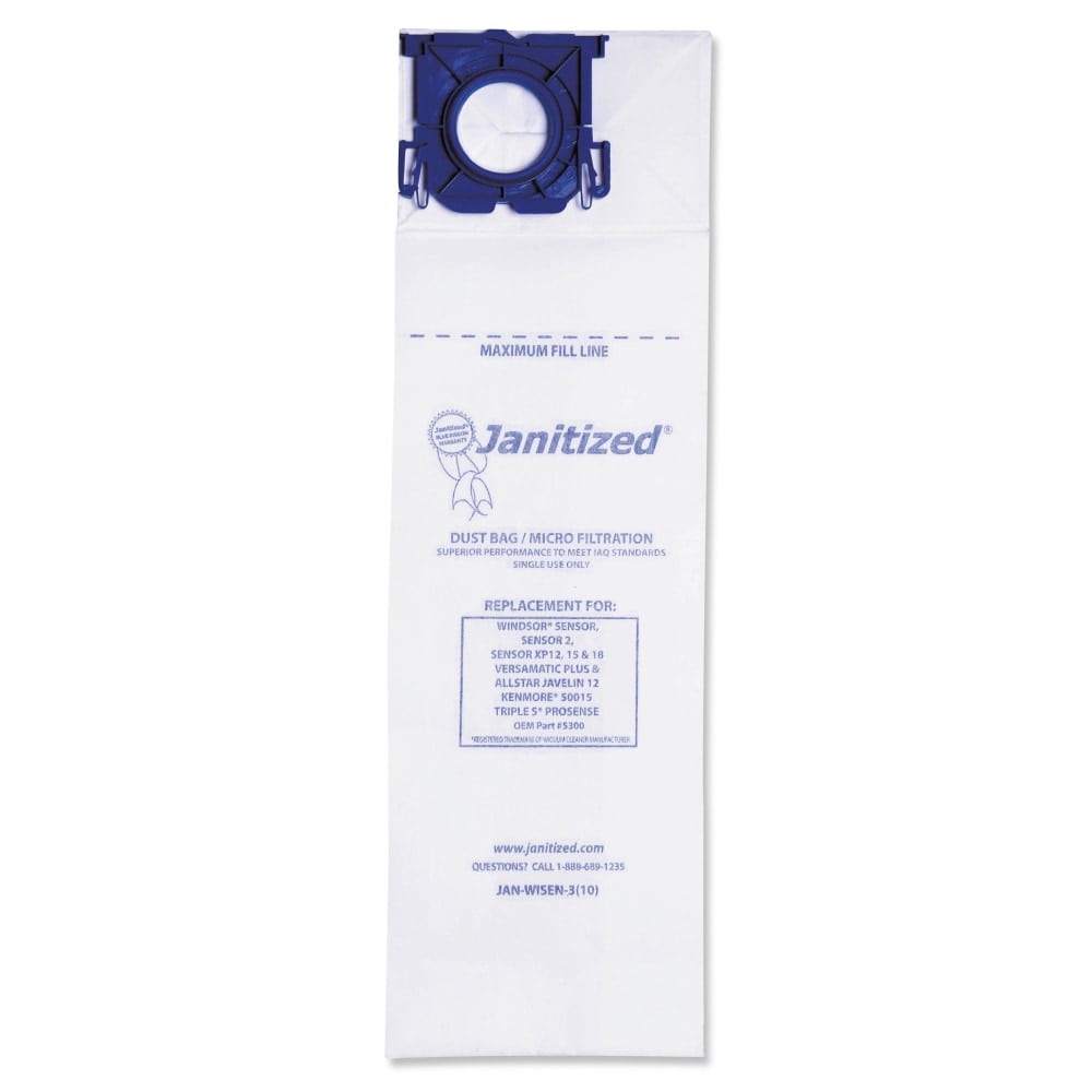 Janitized Windsor Sensor Vacuum Filter Bags, White, Pack Of 100 Bags MPN:JANWISEN310