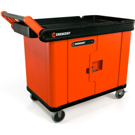 Crescent Railworks Industrial Utility Tool Cart w/ Double Door Lockable Storage 500 lb. Cap Orange IUC2SCBM-2DLR