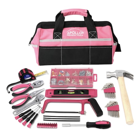 201 Piece Household Tool Kit in a Soft-Sided Tool Bag- Pink MPN:DT0020P